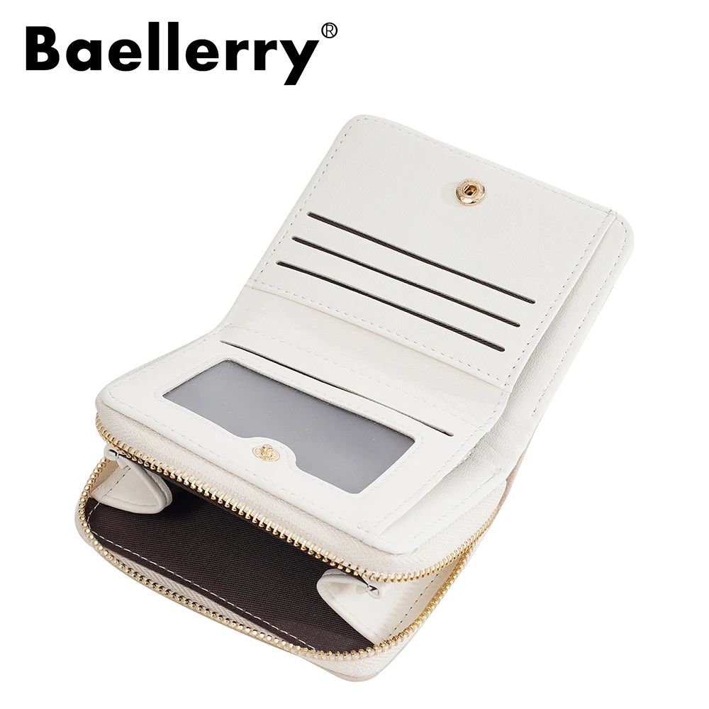 Short Wallet for Women with Zipper, Baellerry Multi-Function PU Leather Wallet with Many Card Slots, Phone Purse for Everyday Us
