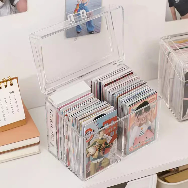 Acrylic Cosmetic Storage Box Transparent Kpop Photo Card Packing Bucket Large Capacity Storage Case Desktop Organizer 수납케이스 6