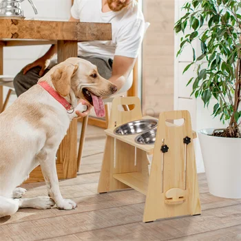 Height Adjustable Elevated Dog Bowls Tall Raised Feeder Stand Dog Food Water Bowl Feeder Station for Large Medium Small Dogs 1