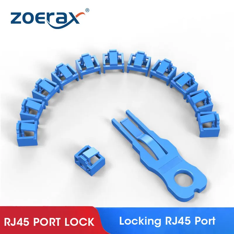 Zoerax Rj45 Port Lock com Chaves Hub Ethernet Feminino Anti Dust Cover Cap Protector Compatível com Computador Roteador