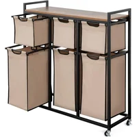 Suntage Laundry Basket Organizer, Hampers for 6 Compartments, Hamper with 6 Sliding Sorter Bags, 1