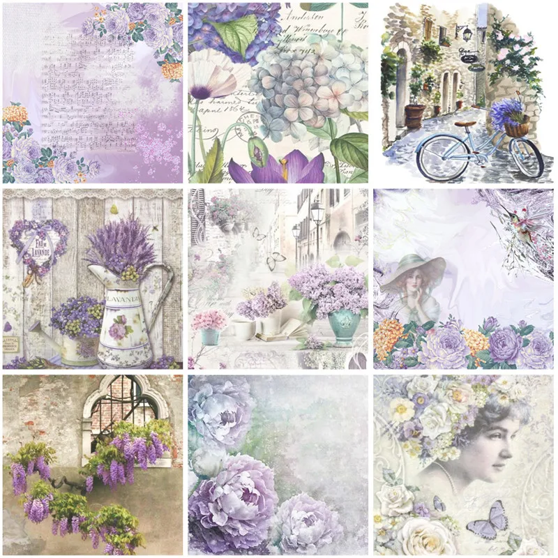 9Pcs/Pack Vintage Purple Lavender Sticker DIY Craft Scrapbooking Album Junk Journal Decorative Stickers