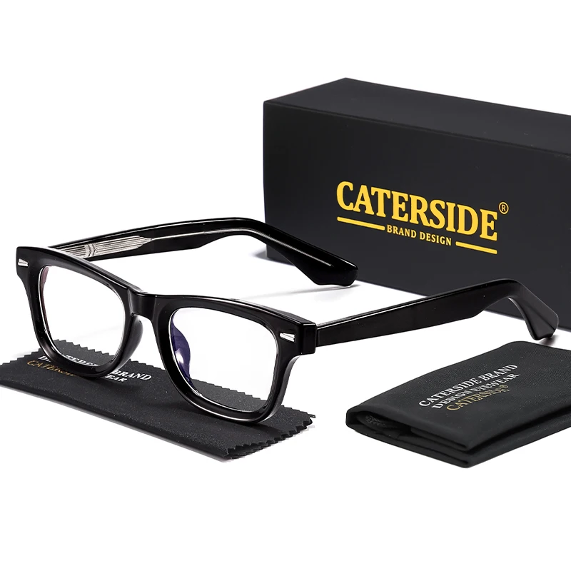CATERSIDE Retro Herren-Brillengestell, Quadratisches Anti-Blaulicht Optisches Brillengestell Damen Computer-Lesebrille Modisches Brillengestell – Detail 6