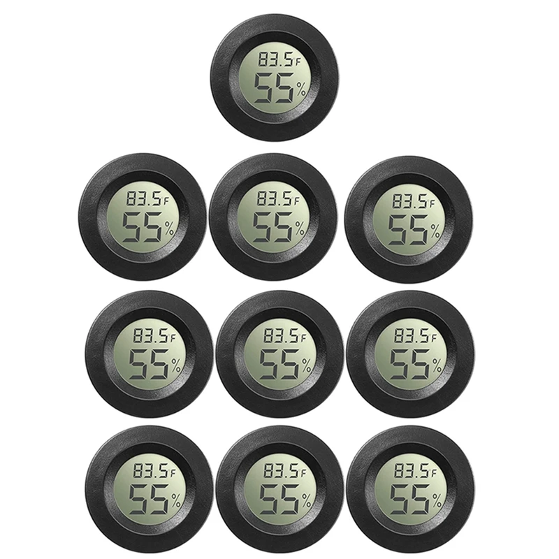 

10PCS Mini Hygrometer Digital LCD Monitor For Greenhouse Babyroom Reptile Incubator Monitor ℃/℉ Black