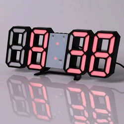 Enhanced Modern 3D LED Digital Wall Clock with Large Display and Remote Control (Clock - Red Light)