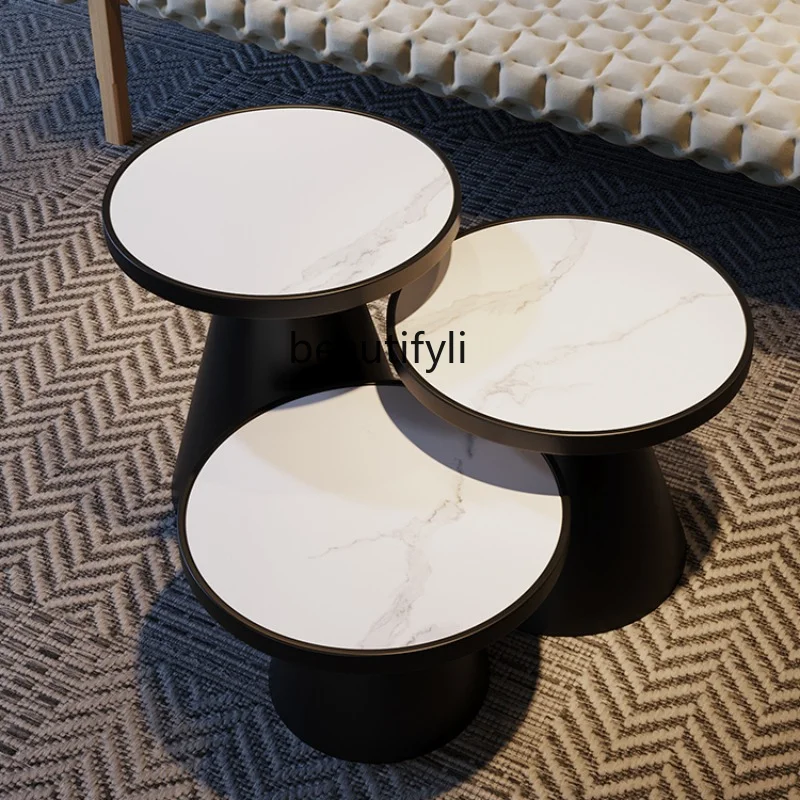 

Italian Rock Plate Small Coffee Table Living Room Home Light Luxury Modern round Coffee Table Ins Silent Style furniture