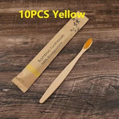 Eco-Friendly Bamboo Toothbrush Set – 10 Colorful Soft Bristle Brushes