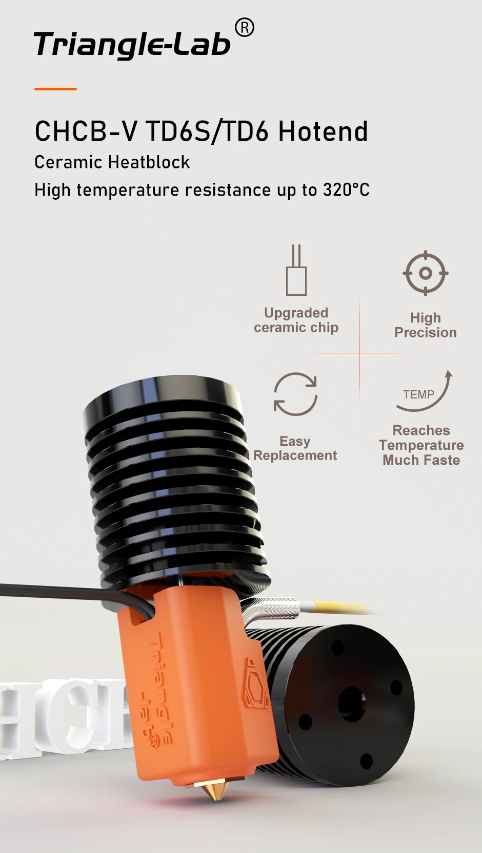 bocal, CHCB-V TD6 TD6S, Extrusora Direct Drive, vulcão Hotend, Prusa VORON