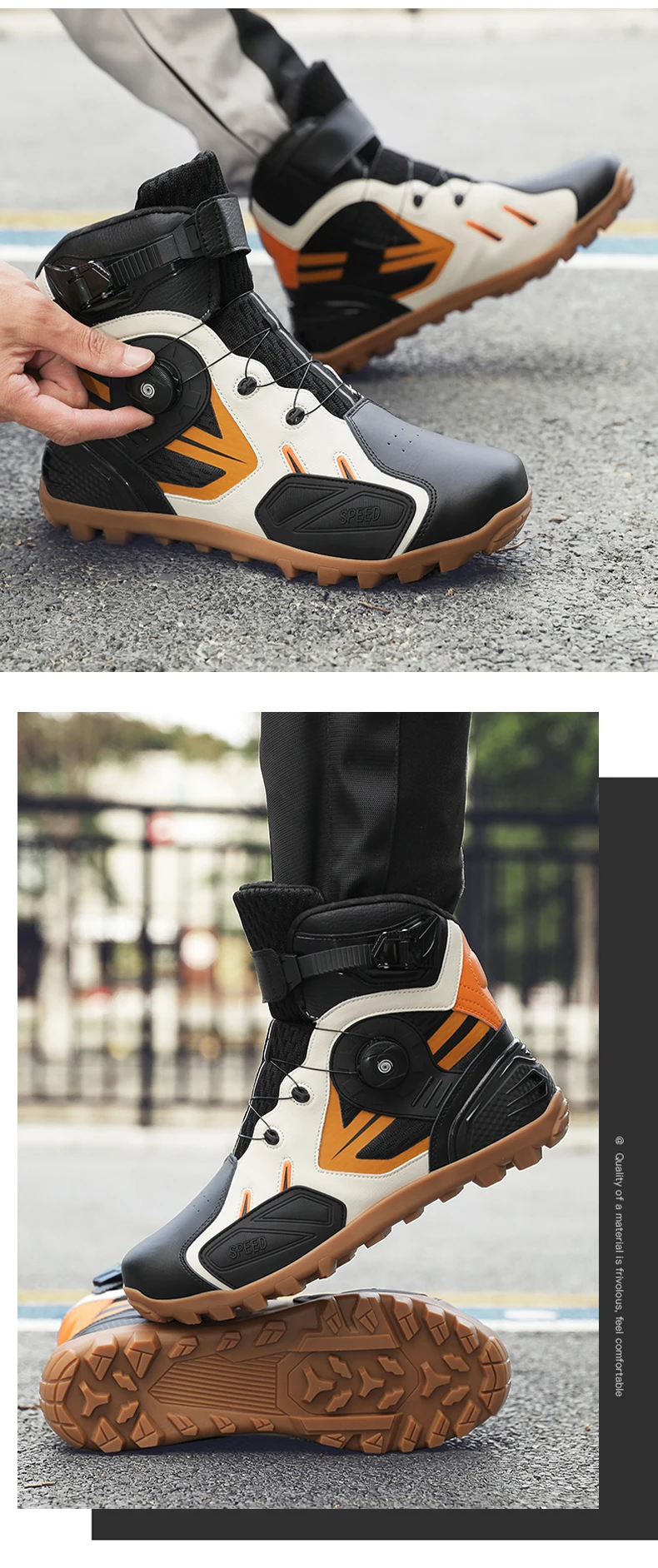Mode Herren Split Leder Motorrads tiefel Moto Reit schuhe Outdoor Knöchel schuhe Größe 40-47 – Detail 22