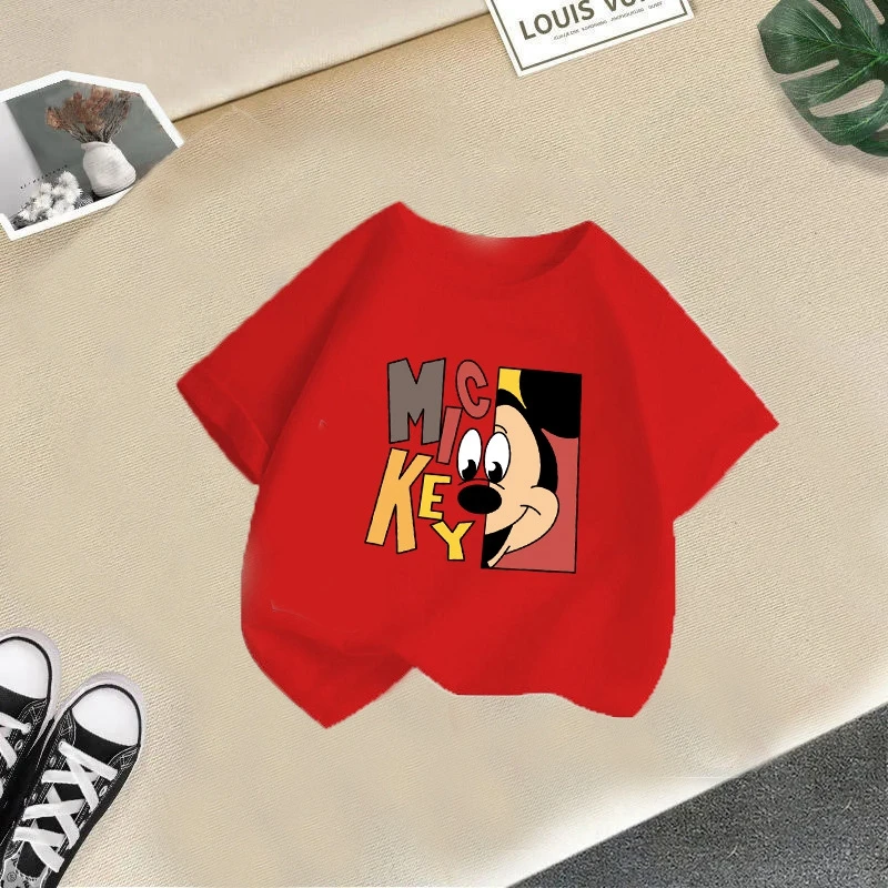 Baby Girls Tshirts Summer Short Sleeve Pajama Top Casual Disney Cartoon Mickey Mouse Minnie Kid Boy Children Cotton Clothes