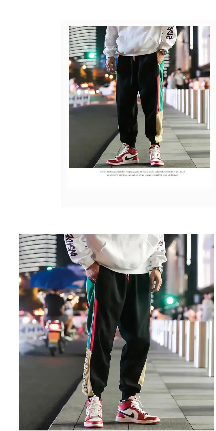 Description Picture 6 of itemAutumn and Winter New Hong Kong Style Youth Tie-in Overalls Men's Loose Casual Nine-point Pants Plus Velvet