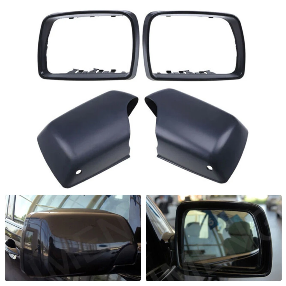 

4 шт. (комплект) для BMW E53 X5 2000-2006 крыло дверного зеркала корпус с фотоотверстием матовый черный ABS пластик внешняя отделка детали