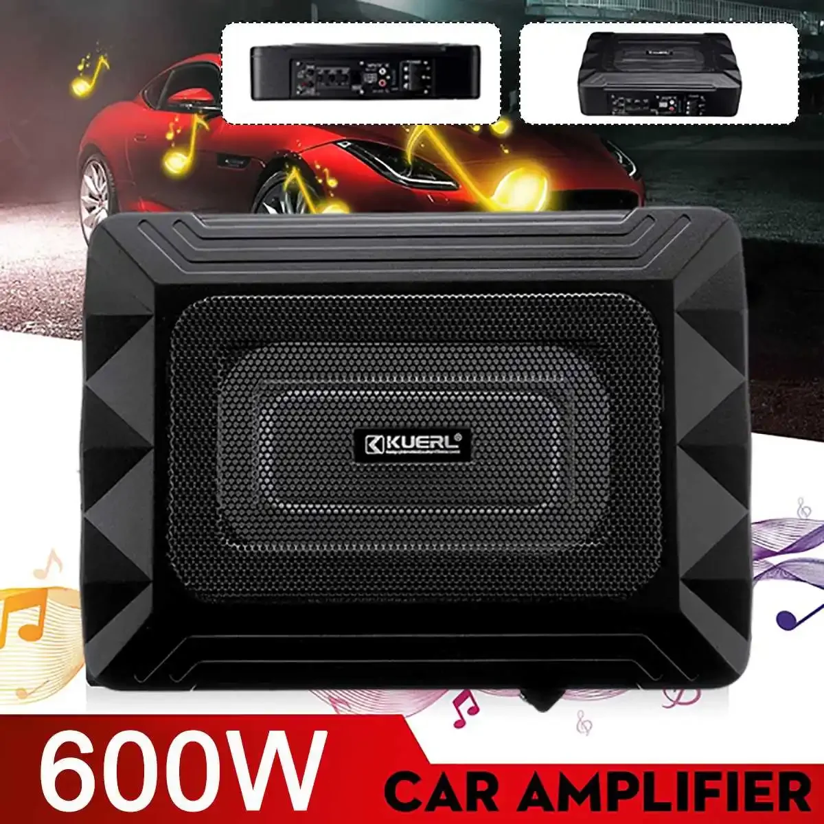 2,1 CH Ampli, 600W Amplificateur HiFi Bluetooth 5.0, 45W x 2 +68W Caisson  de basses passif Ampli Voiture Home Cinema Amplificateur de Son avec TF/USB