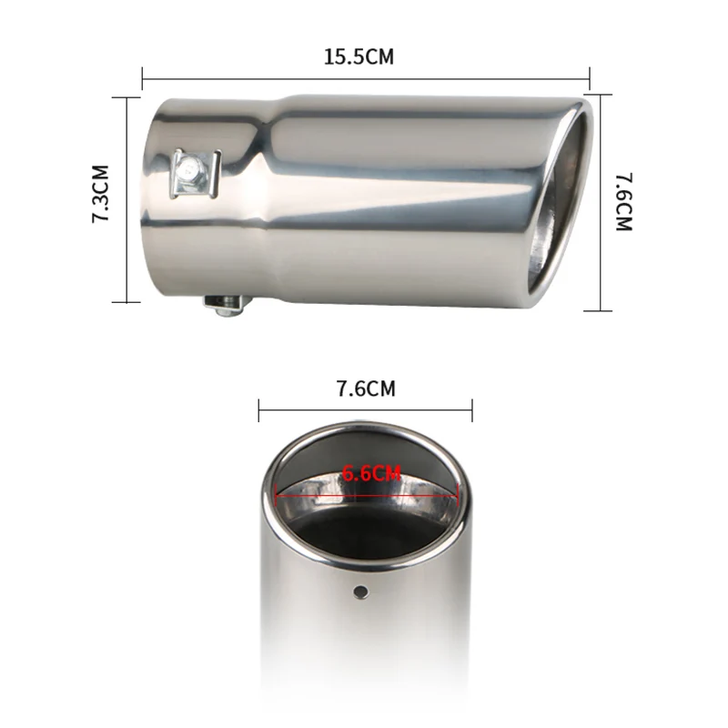 Car Exterior Exhaust Tail Muffler Tip Pipes 70mm inlet 76mm outlet