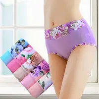 5Pcs Print Panties Women Cotton Underwear Girls Briefs Sexy Lingeries Floral Shorts Comfortable Bamboo Fiber Underpant For Woman