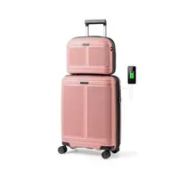 Ensemble de bagages 2 pièces - Valise cabine 20 pouces et trousse de toilette 14 pouces - Rose 1