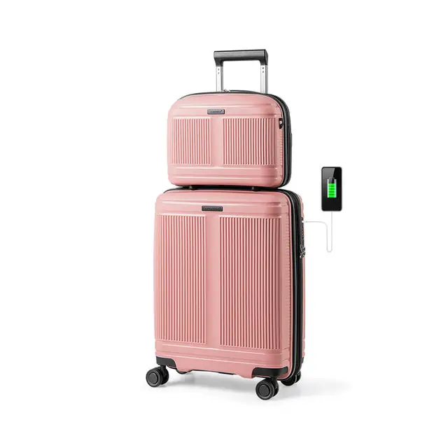 Ensemble de bagages 2 pièces - Valise cabine 20 pouces et trousse de toilette 14 pouces - Rose 1