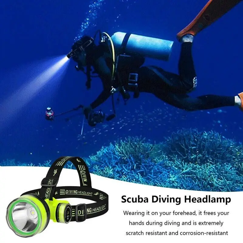 Description Picture 5 of itemLED Diving Headlamp USB Charging Headlight Scuba Dive Head Flashlight Waterproof Underwater Head Lamp Submarine Light Dive Light