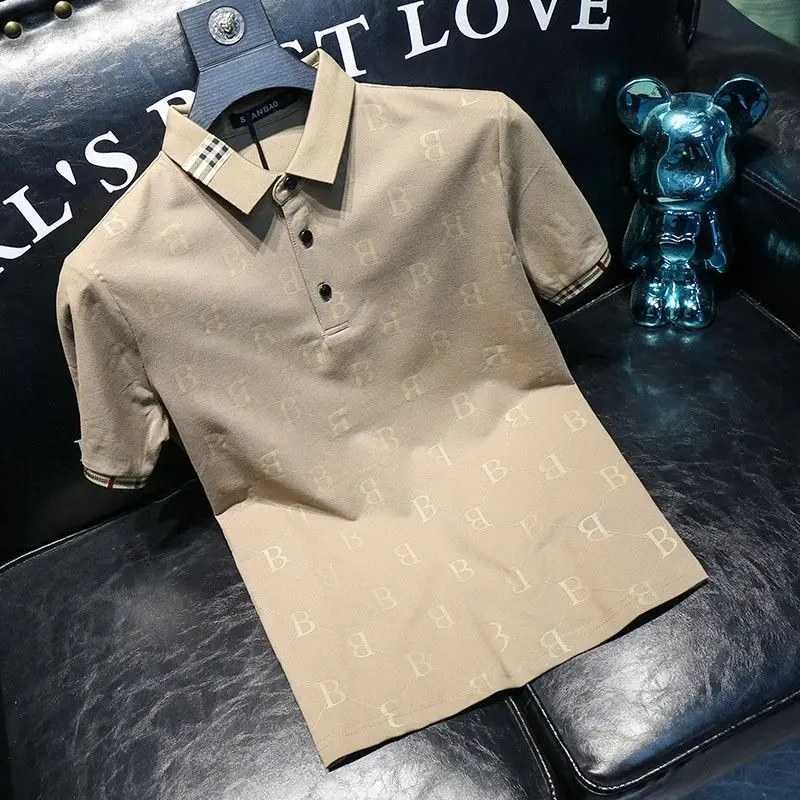 

Polo Shirt With Collar And Short Sleeves, Men's Fashionable Summer T-shirt, Korean Version, Slim Fit Trend, Versatile T-shirt