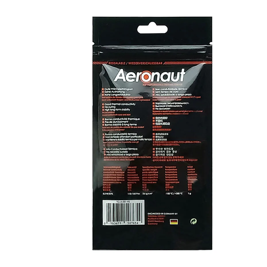 Thermal Grizzly Aeronaut 열 페이스트 CPU GPU 쿨러용 열 전도성 8W 내구성 비전도성 열 그리스