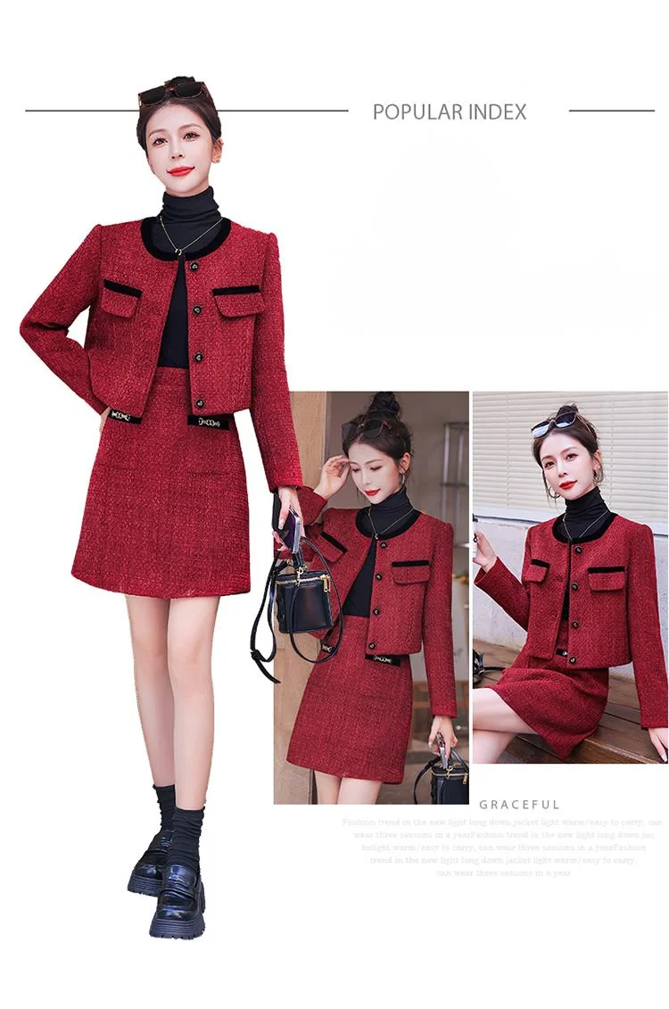 [Nuovo] 2024 Autunno Xiaoxiang Moda Piccolo Cappotto Gonna A-line Corto Due Pezzi Set con 20 Capelli_voghion.com