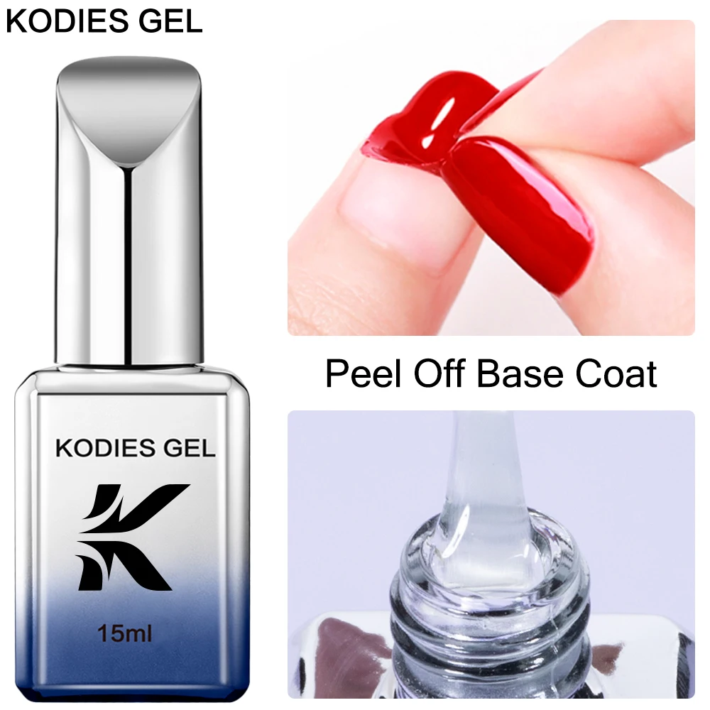 

KODIES GEL Peel Off Base Coat UV Gel Nail Polish Clear Primer 15ML Semi Permanent UV Soft Pratice Gel For Protect Care Nails Art