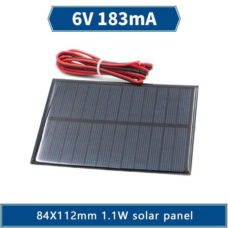 6v 1.1w 183ma 84x112mm Solar Panel With Wire Mini Solar System Diy For
