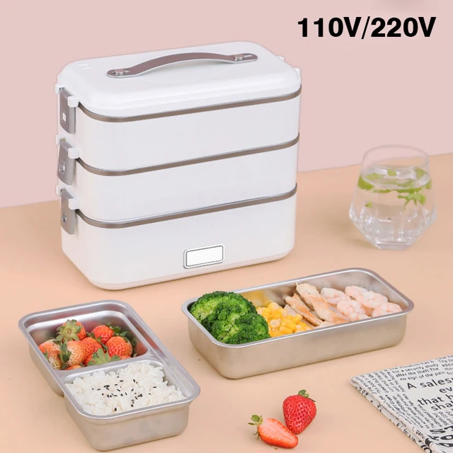 220V Electric Heating Lunch Box 1/2 Layer Food Storage Container Portable  Electric Rice Cooker Food Warmer For Travel Office - AliExpress