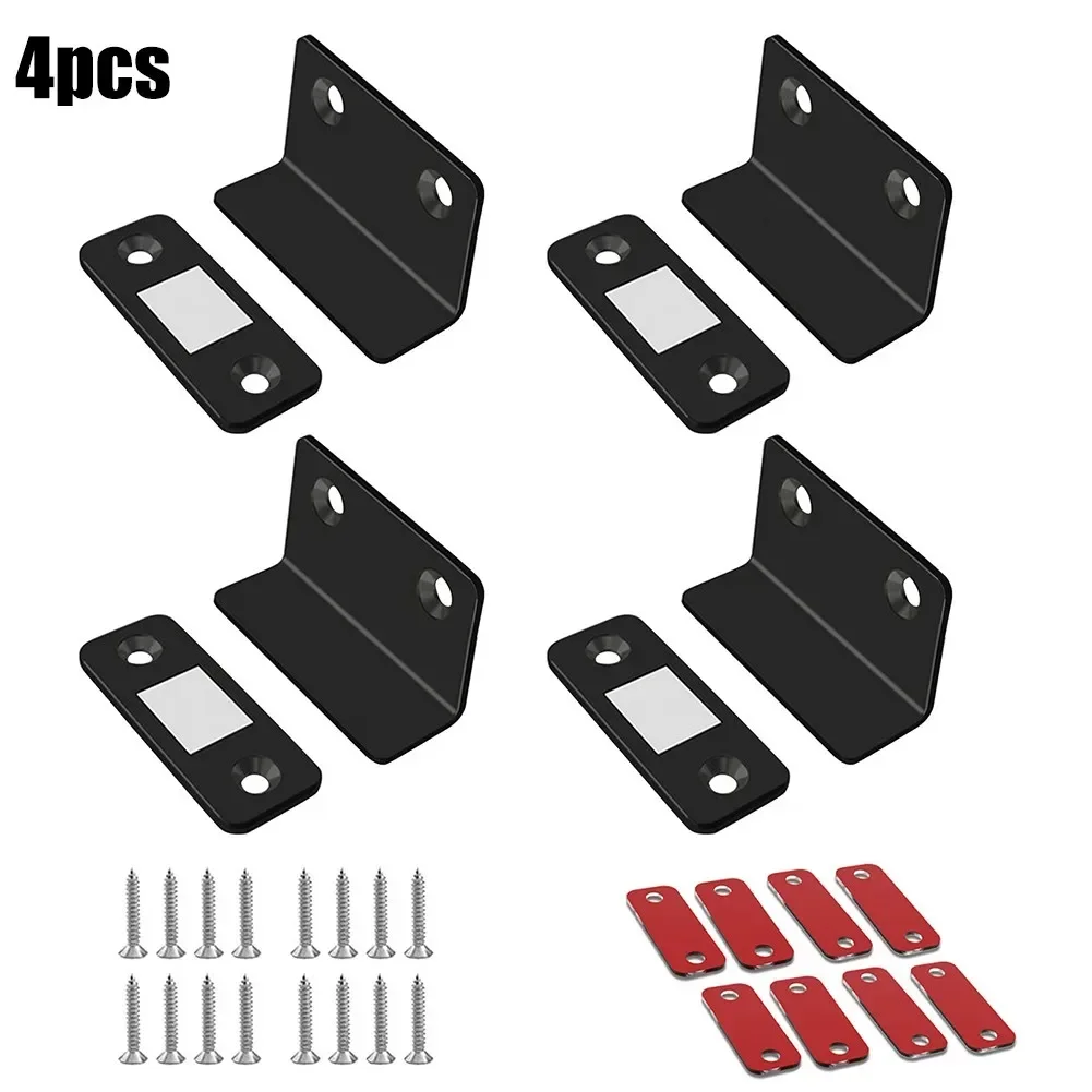 Strong Magnetic Door Closer Furniture Cabinet Wardrobes Cupboard Magnet Door Latch With Screw/Sticker L Shaped Ultra Thin H 4Pcs