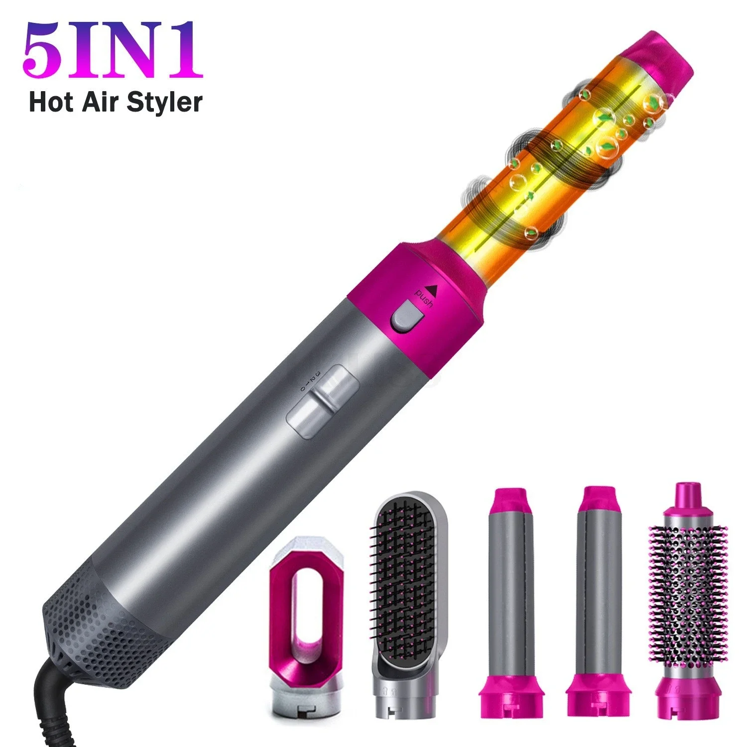 5in1 핫 에어 빗, 멀티 헤드 자동 컬러, 스트레이트 헤어 빗, 헤어 드라이어, 컬링 로드 5in1 핫 에어 빗, 멀티 헤드 자동 컬러, 스트레이트 헤어 빗, 헤어 드라이어, 컬링 로드