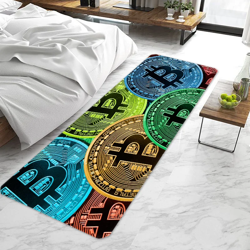 

Virtual currency Bitcoin Mat Entrance Doormat Non-slip Washable Kitchen Carpet Living Room Hallway Rugs Door Mats Bathroom Bath
