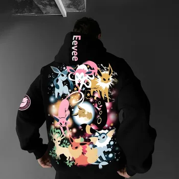 Pokemon Felpa Eevee ed evoluzioni uomo donna con cappuccio 2