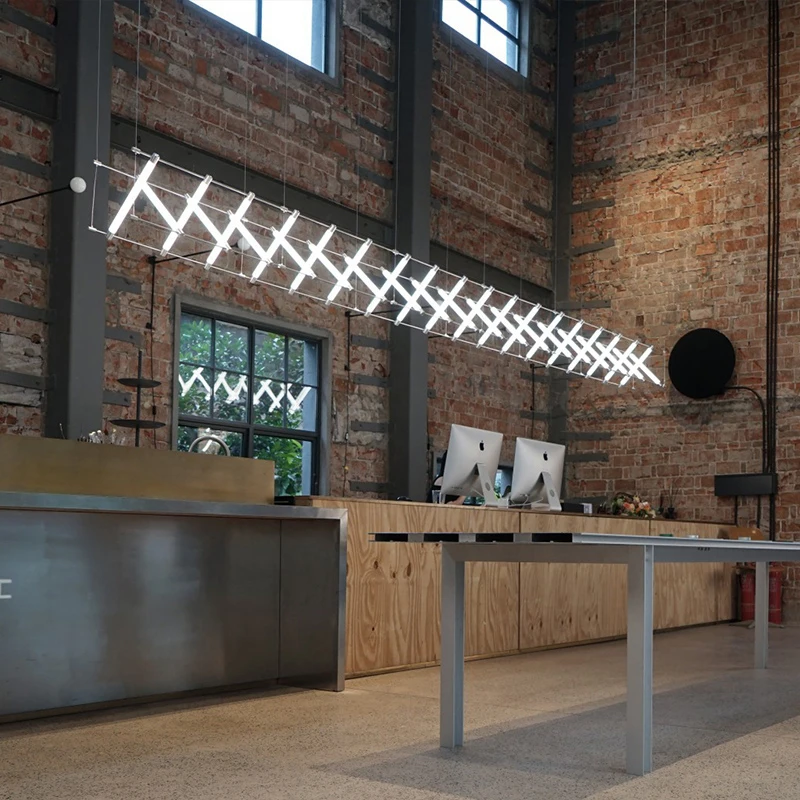 Mazha Lighting Moderner geometrischer Kronleuchter, minimalistische Designer-Langhängelampen für Loft-Esszimmer-Einwegleuchten – Detail 3