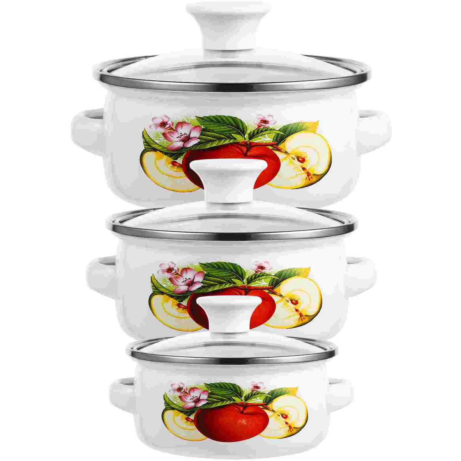 

3 Pcs Flower Stock Instant Noodle Soup Enamel Vintage Cooking Pans for Convenient Enamel Cooking Pot Milk