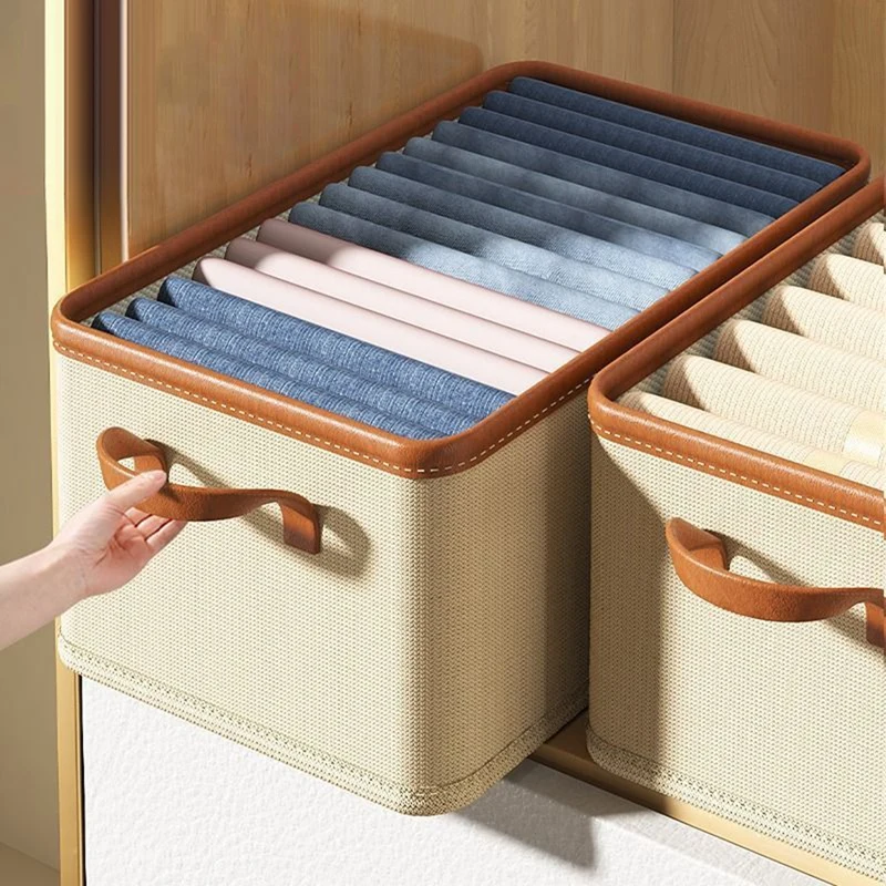 

Clothing Storage Bins For Closet With PU Handles,Foldable Drawer Clothes Organizer For Organizing Wardrobe