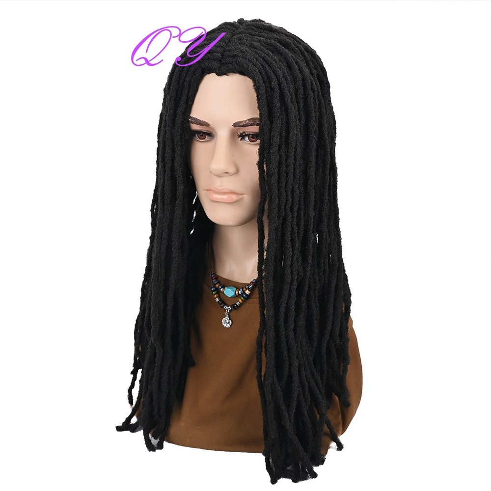 Men's Long Dreadlocks Wig African Traditional Black Wig Synthetic Fiber Wig Suitable for Daily Wear Suitable for Daily Wear