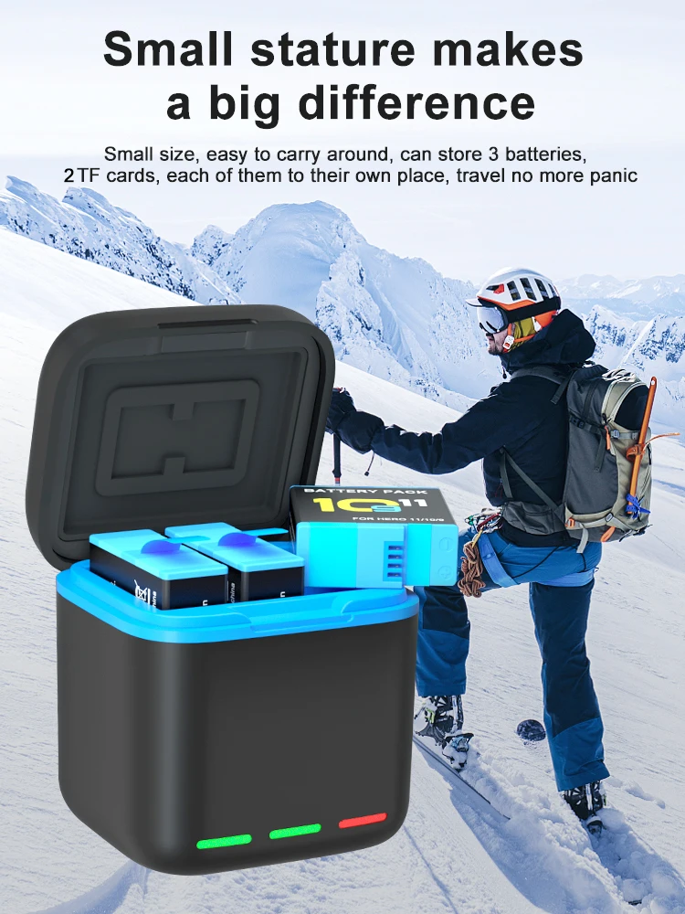 Description Picture 5 of itemHONGDAK Battery Charger for Gopro Hero 11/10/9 Black with Storage Fast Charging Charge for Go Pro Action Camera Accessory