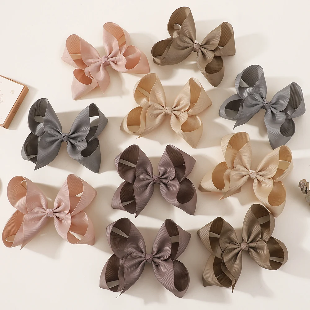 BABY BOWS 1Pcs 6inch Solid Colors Grosgrain Ribbon Hair Clips for Girls Large Hairpins Boutique Barrettes Kids Hair Accessories