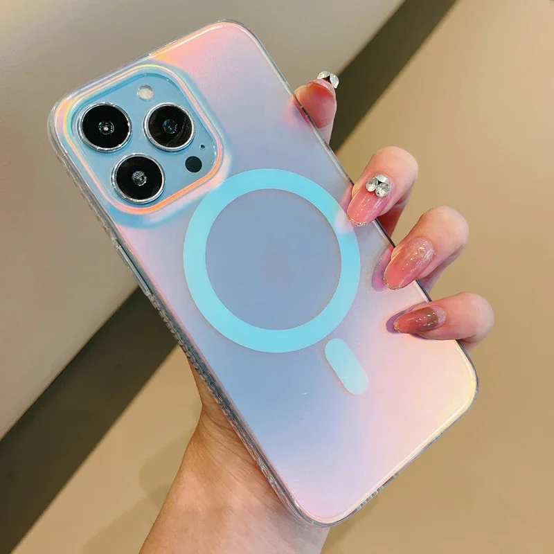 Aurora Gradient Laser Hard PC Magnetic Magsafe Phone Case