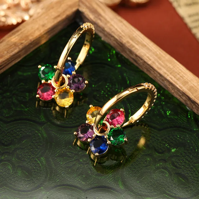 قرط زهرة الزركون للنساء من SUYU ، أقراط طويلة ،