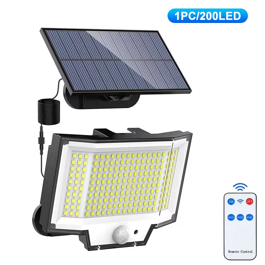 202 LED Solarstrahler Mit Bewegungssensor – IP65 Wasserdicht, 5m Kabel, Für Garten, Hof, Garage & Treppen
