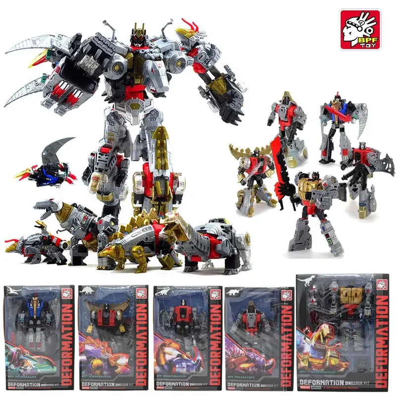 5In1 Bpf Abs Modello Trasformazione G1 Robot Giocattolo Dinoking Vulcanico Doblock Scorie Fanghi Snarl Swoop Slash Dinobots Action Figure