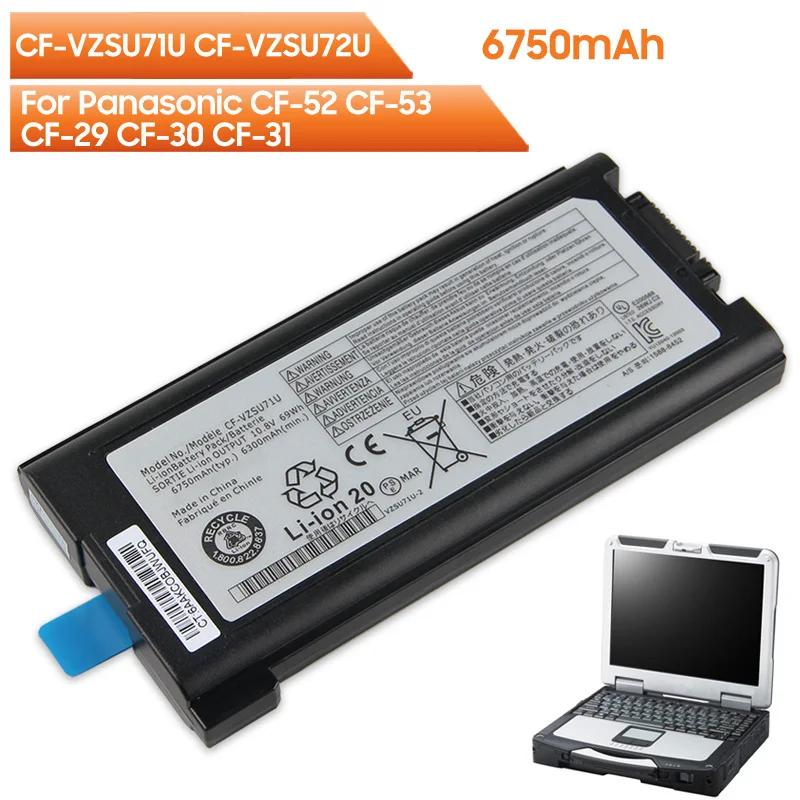 Batteria Ricaricabile Originale Cf-Vzsu71R Cf-Vzsu71U Cf-Vzsu72U Per Panasonic Toughbook Cf-52 Cf-53 Cf-29 Cf-30 Cf-31 6750Mah