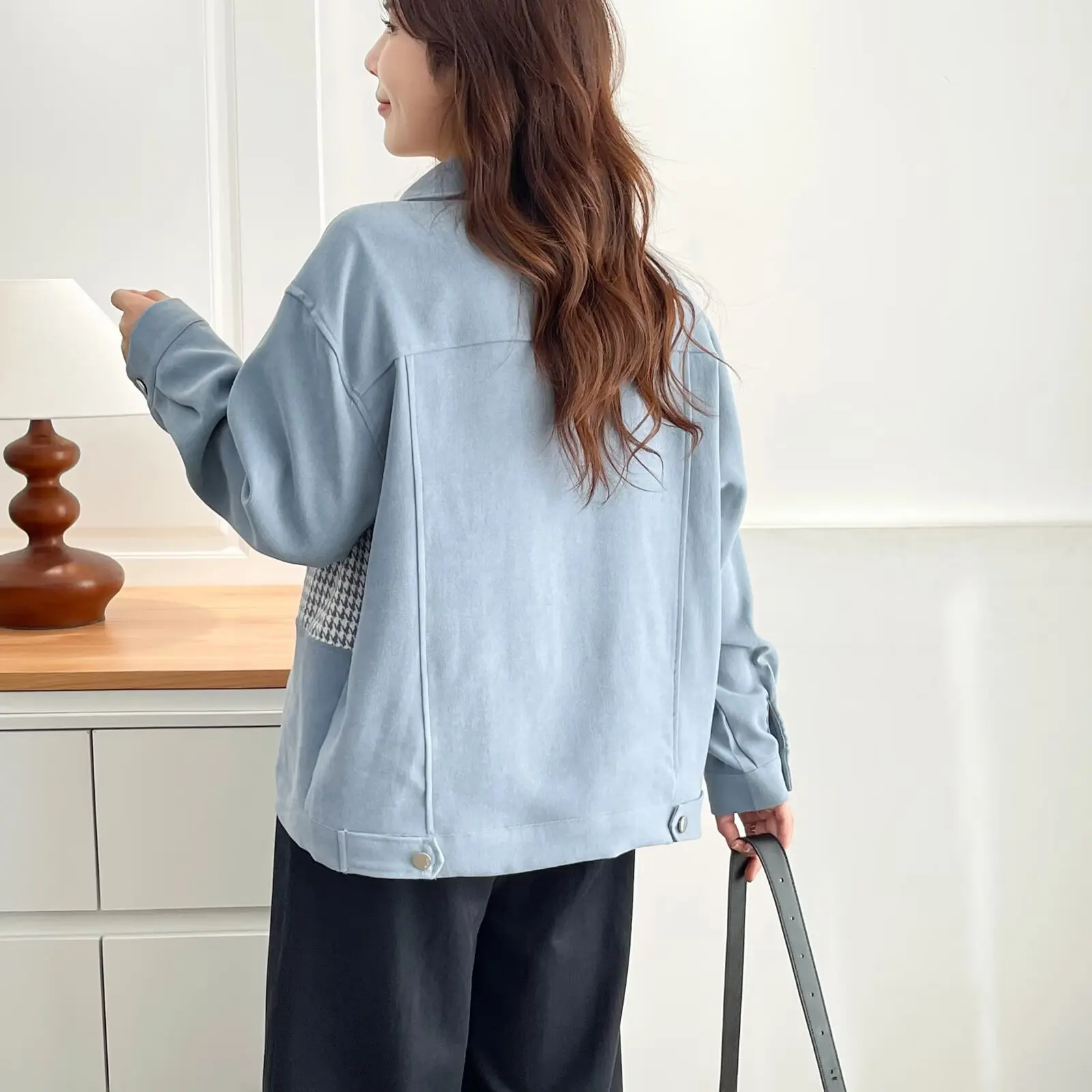 Fashion Plus Size Women's Shirt Jacket New Autumn Style Plaid Patchwork Lapel Stylish Long Sleeve OUTERWEAR 685