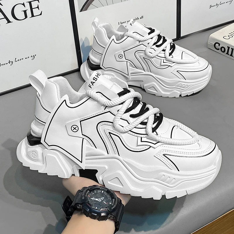 

Fashion Designer Men Shoes Dissolve Thick Shoes Casual Sneakers Men Platform Trend Chunky Sneakers Walking Shoes