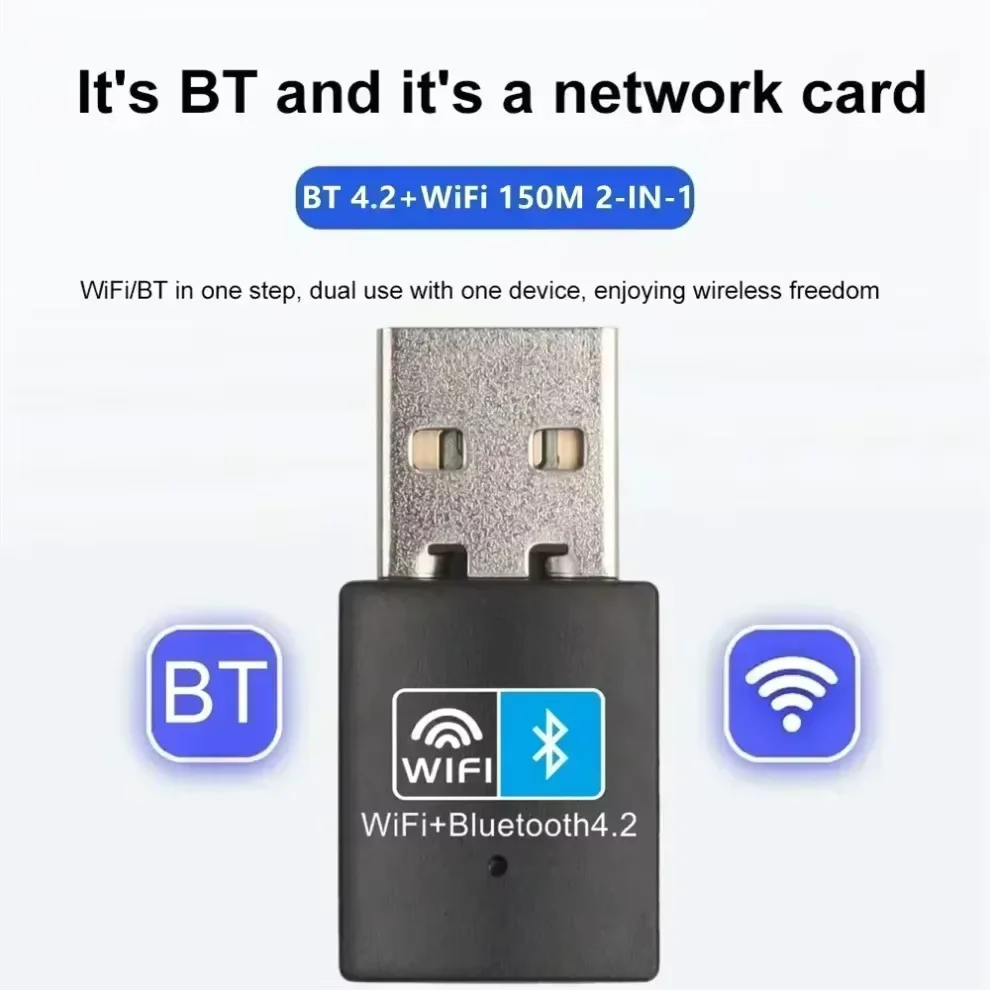 미니 USB WIFI 동글 블루투스 4.2 네트워크 카드 2.4GHz Wi-Fi 랜 BT 4.2 어댑터 드라이버 무료 PC 노트북 윈도우 7 10 11 수신기