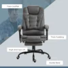 Pu Leather Massage Computer Chair W/ Padded Seat and Adjustable Height, Grey 4