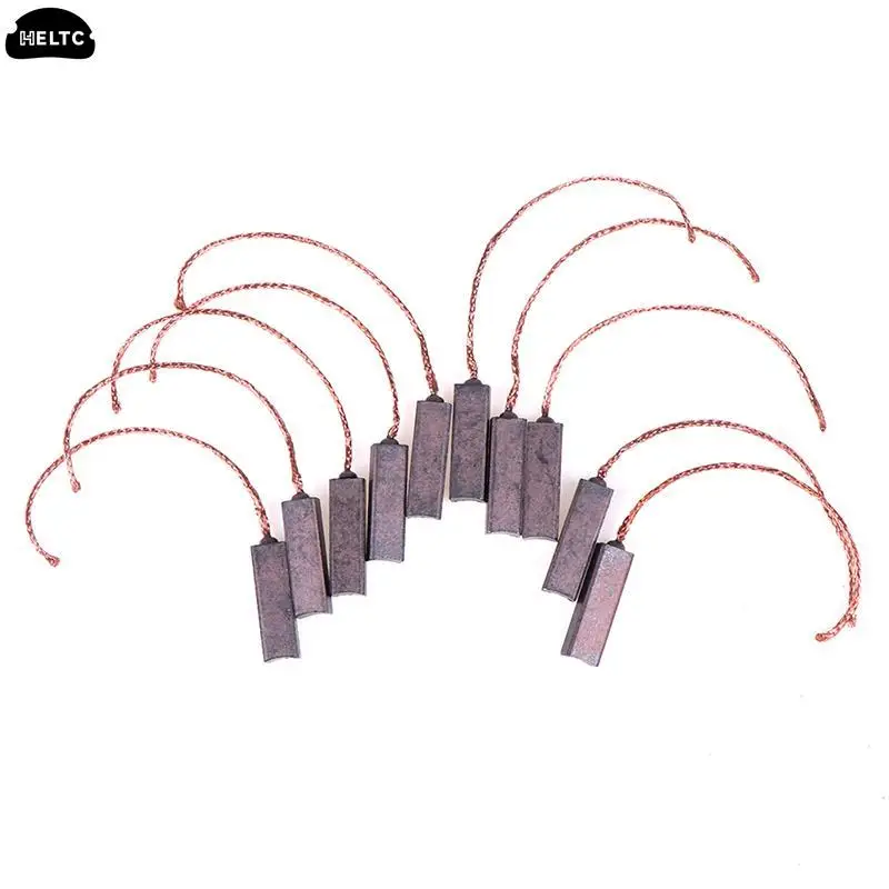 10Pcs Carbon Brushes Wire Leads Generator Generic Electric Motor Brush Replacement 4.5 x 6.5 x 20mm carbon brush