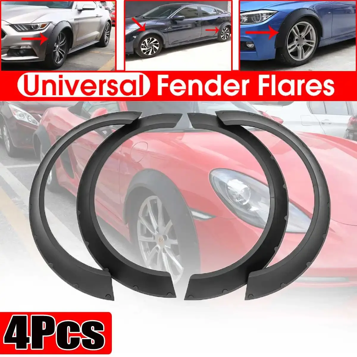 

4Pcs Universal Car For Fender Flares Extension Flexible Wide Wheel Arches For Benz CLA GLA A B W117 C117 For BMW F30 F80 M3 F82