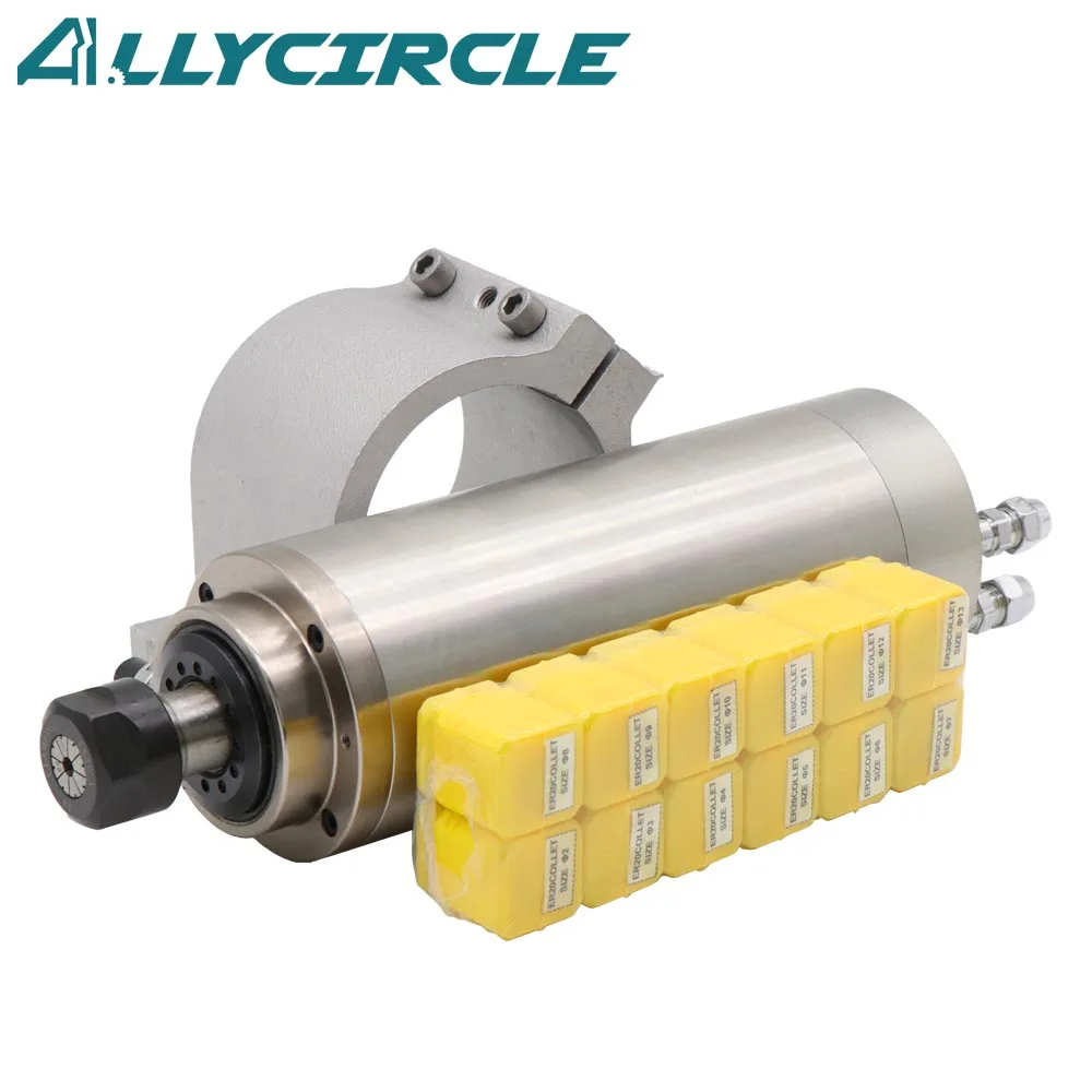 

2.2KW Water Cooling Spindle Motor AC220V 24000RPM+80MM Spindle Clamp+12PCS ER20 Collets for CNC Milling Machine